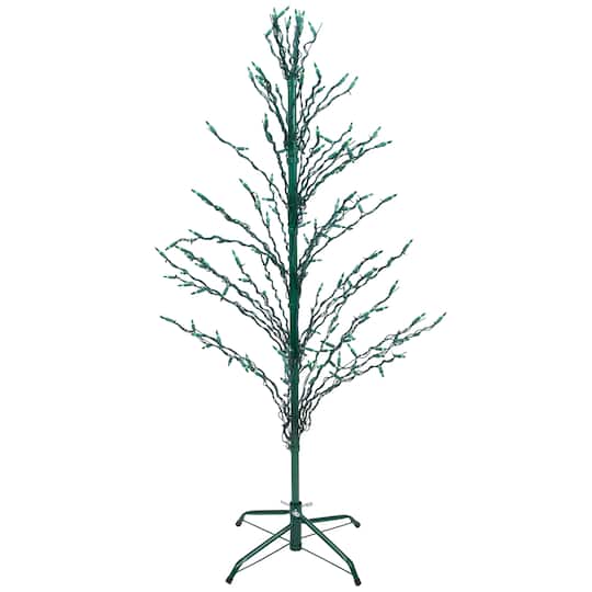 32606086 4 ft. Green Lighted Christmas Cascade Twig Tree Outdoor Yard Art Decoration - Green Lights